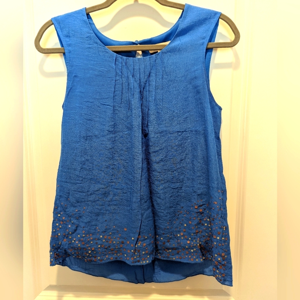 NWOT Coldwater Creek Royal Blue Sleeveless Blouse Size XS